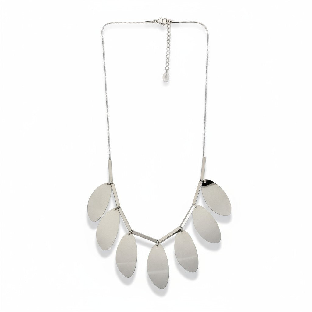 Ατσάλινο κολιέ με οβάλ μεταλλικά στοιχεία – So Cute Wholesale