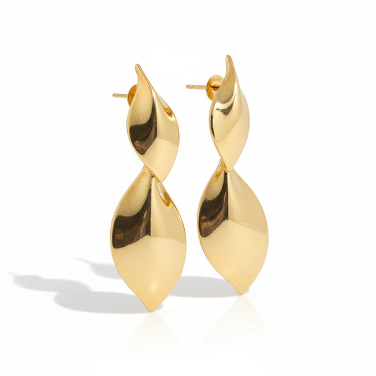 Ατσάλινα σκουλαρίκια 8 εκ. σε χρυσό, ασημί και δίχρωμο φινίρισμα So Cute by Dimi