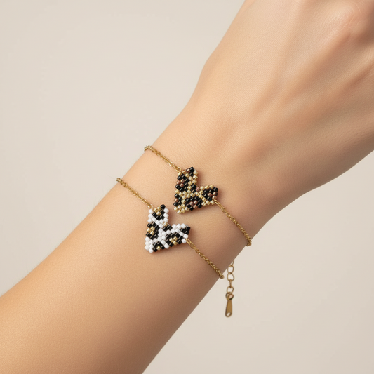 Βραχιόλι “Wild Heart” – Miyuki Καρδιά Animal Print | So Cute by Dimi Wholesale