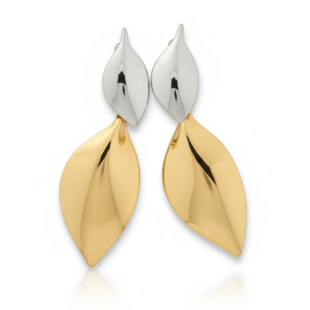 Ατσάλινα σκουλαρίκια 8 εκ. σε χρυσό, ασημί και δίχρωμο φινίρισμα So Cute by Dimi