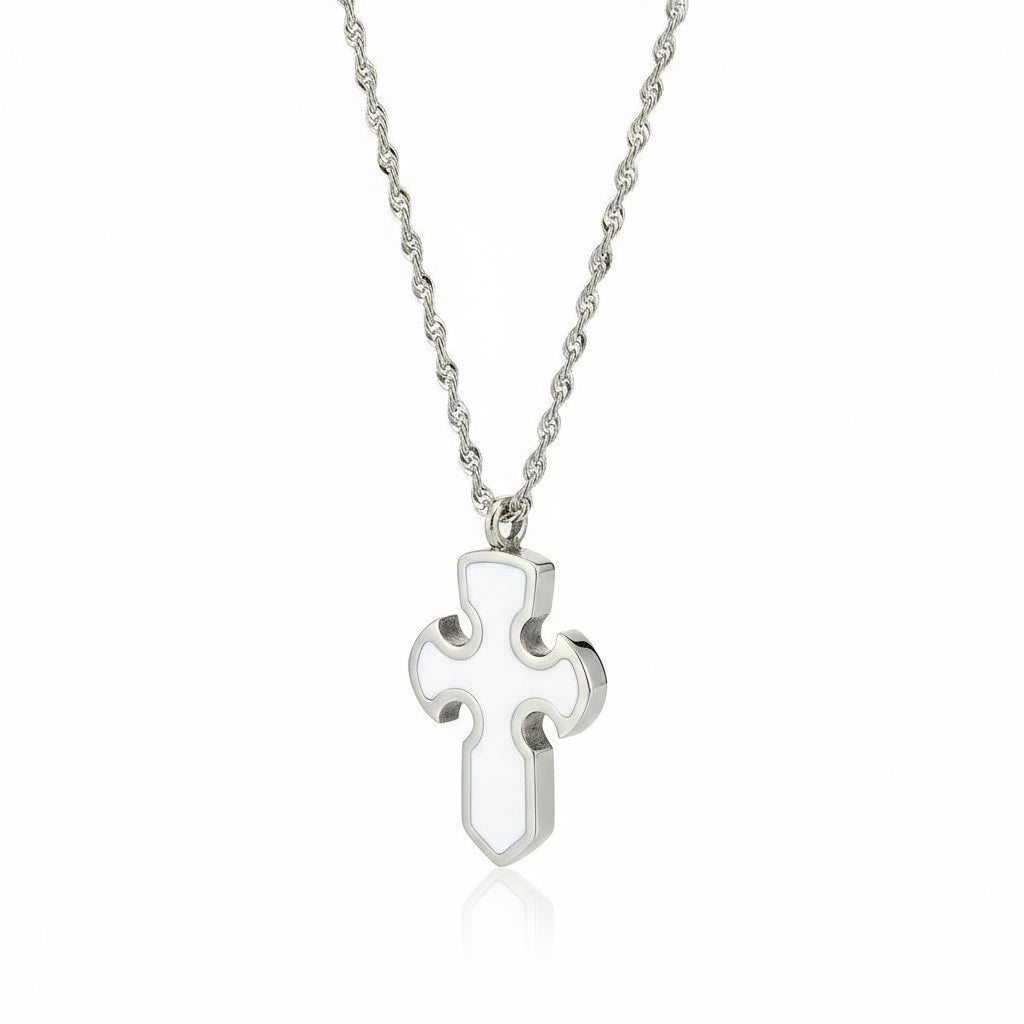 Black Cross Necklace – Ατσάλινο Κολιέ Σταυρός με Σμάλτο | So Cute by Dimi Χονδρική