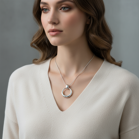 Stainless steel sculpted circle pendant necklace σε χρυσό και ασημί – wholesale So Cute by Dimi