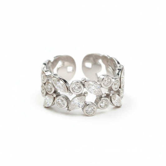 Ατσάλινο δαχτυλίδι με ζιργκόν σε οβάλ και δάκρυ σχέδιο – Crystal Cluster Ring| So Cute by Dimi