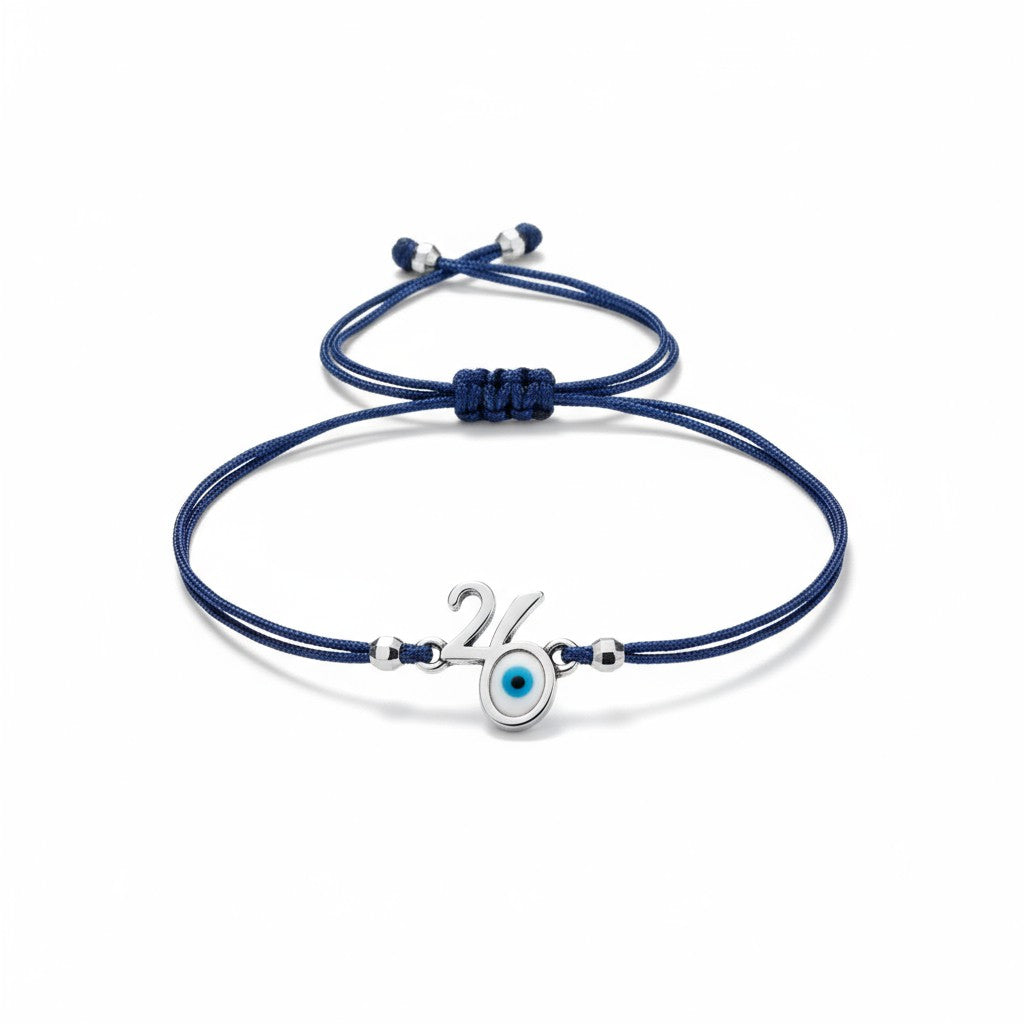 Βραχιόλι Γούρι 2026 με Ασημί Μάτι & Κορδόνι – Χονδρική | So Cute by Dimi