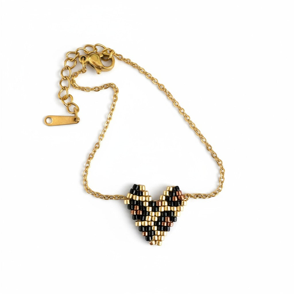 Βραχιόλι “Wild Heart” – Miyuki Καρδιά Animal Print | So Cute by Dimi Wholesale