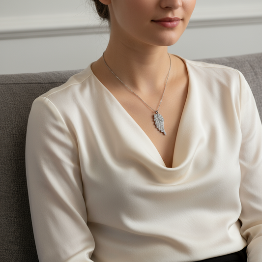 Crystal Angel Wing Necklace – Ατσάλινο Κολιέ με Φτερό & Ζιργκόν | So Cute by Dimi Χονδρική