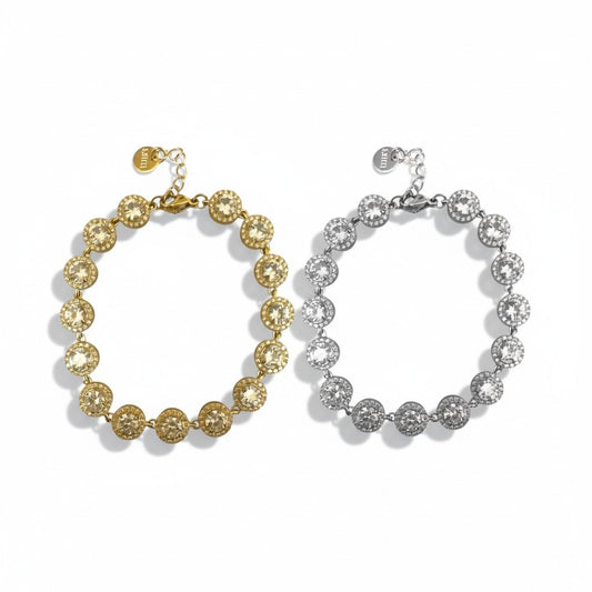 ⚡🚚Crystal Halo Bracelet – Ατσάλινο Βραχιόλι με Ζιργκόν & Στρας