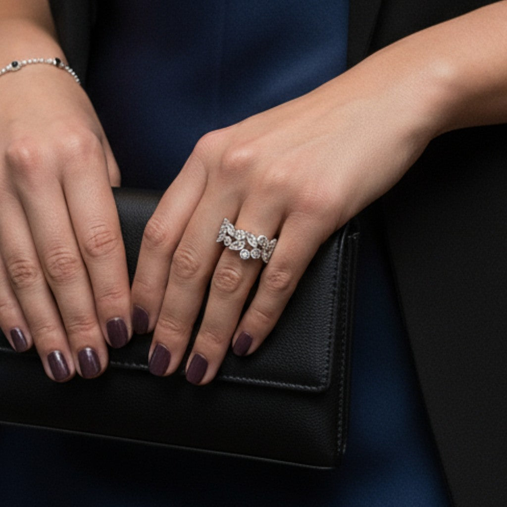 Ατσάλινο δαχτυλίδι με ζιργκόν σε οβάλ και δάκρυ σχέδιο – Crystal Cluster Ring| So Cute by Dimi