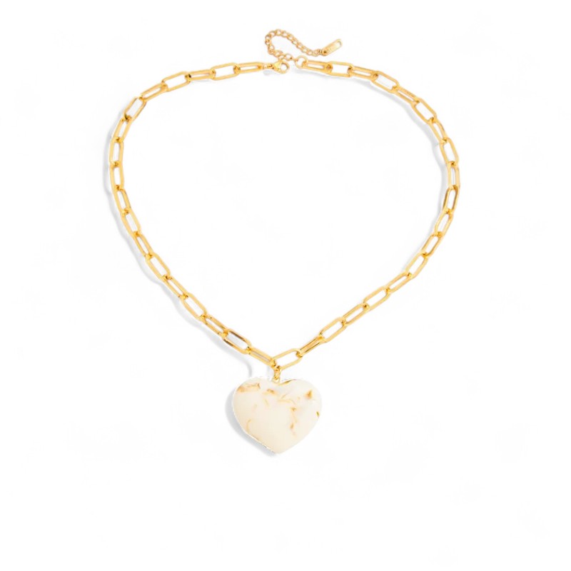 Κολιέ με χρυσή ατσάλινη αλυσίδα και καρδιά από ρητίνη – Amour Heart Necklace – So Cute by Dimi