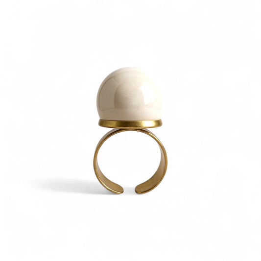 Pearl Dome Ring – Ατσάλινο Δαχτυλίδι με Μεγάλη Πέρλα | So Cute by Dimi Χονδρική