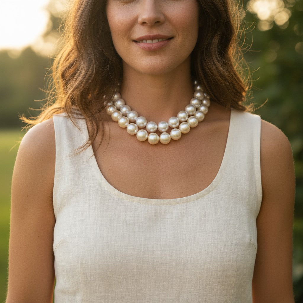 Χειροποίητο κολιέ με μεγάλες ακρυλικές πέρλες – Bold Pearls Necklace – So Cute by Dimi