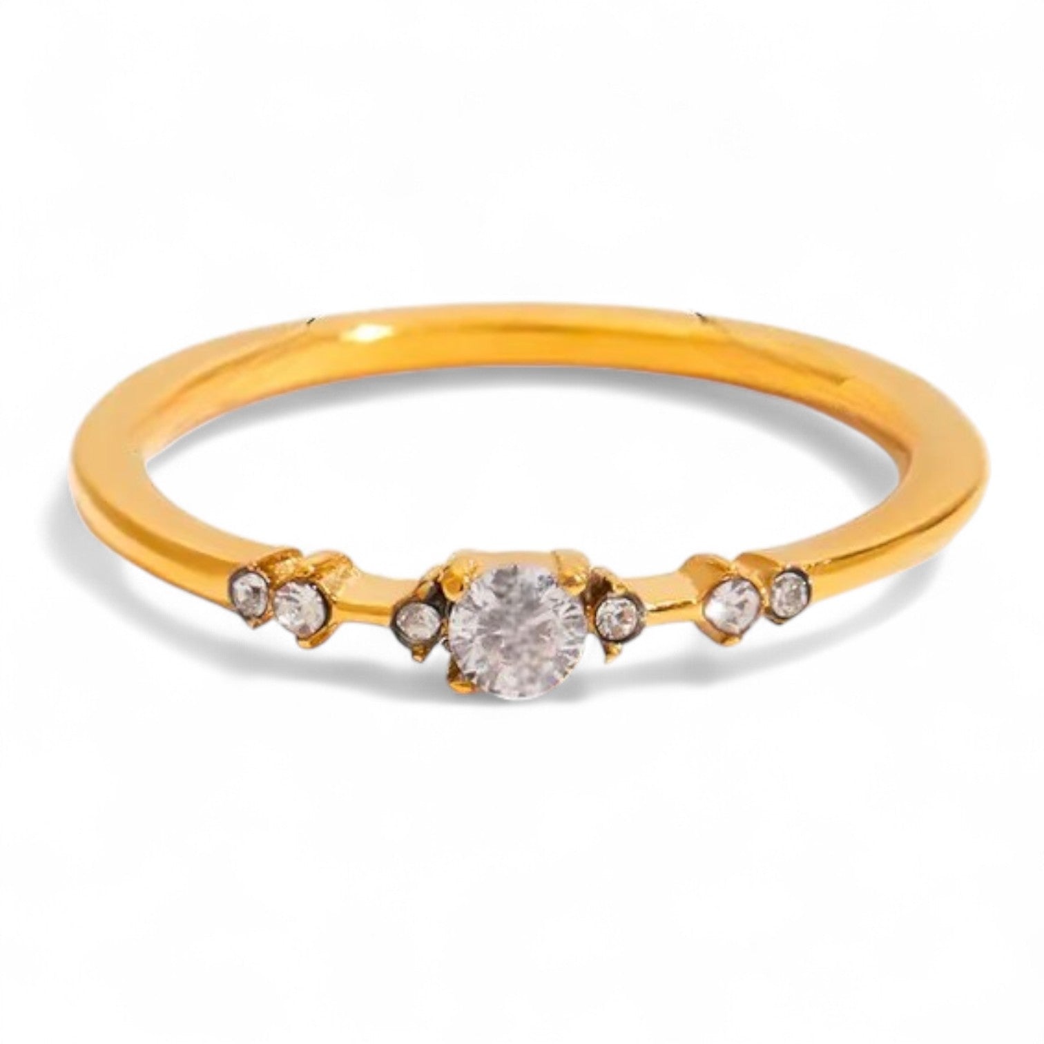 Premium ατσάλινο δαχτυλίδι Golden Spark με ζιργκόν και επιχρύσωση – So Cute by Dimi