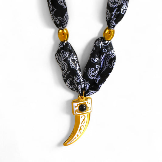 Κολιέ Chili Luxe από ατσάλι με επιχρύσωση & scarf κορδόνι – Χονδρική So Cute by Dimi