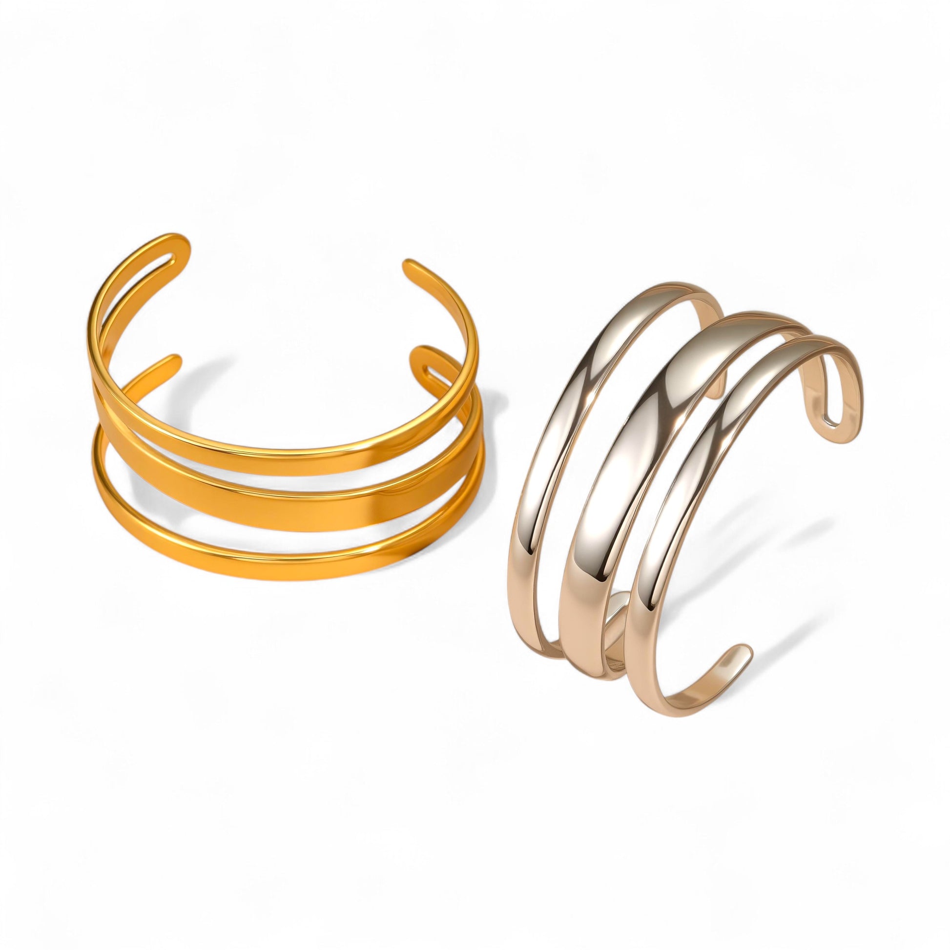 Βραχιόλι cuff triple layer από ατσάλι σε χρυσό και ασημί – Χονδρική So Cute by Dimi