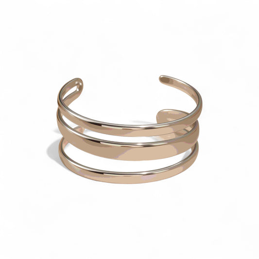 Βραχιόλι cuff triple layer από ατσάλι σε χρυσό και ασημί – Χονδρική So Cute by Dimi