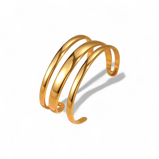 Βραχιόλι cuff triple layer από ατσάλι σε χρυσό και ασημί – Χονδρική So Cute by Dimi