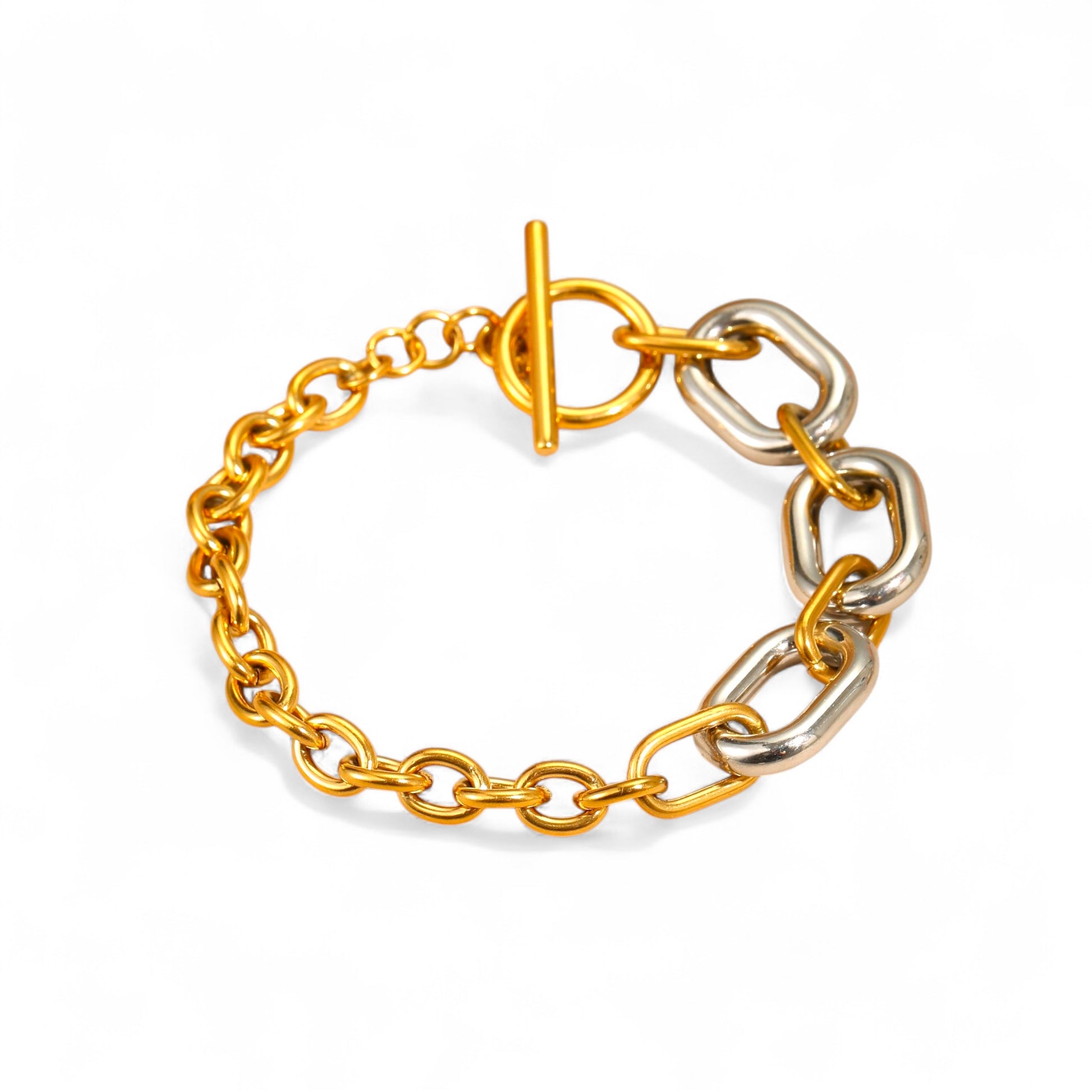 Βραχιόλι chunky chain διχρωμίας με toggle clasp από ατσάλι – Χονδρική So Cute by Dimi