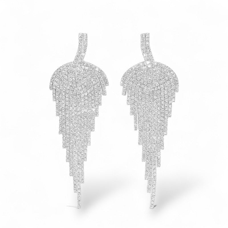 Σκουλαρίκια leaf tassel με rhinestones σε χρυσό & ασημί – Χονδρική So Cute by Dimi