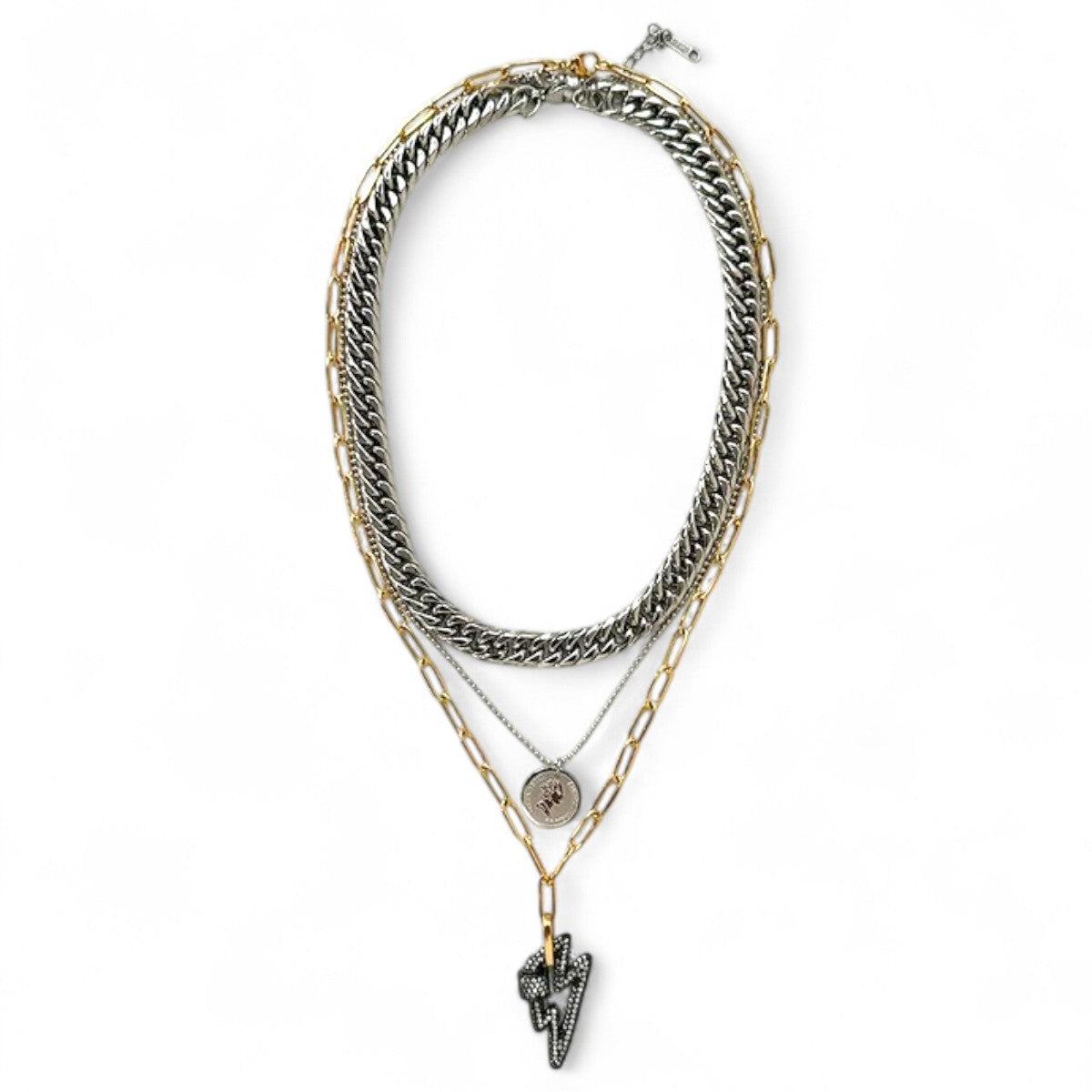 Layered κολιέ με charm κεραυνό – Χονδρική So Cute by Dimi