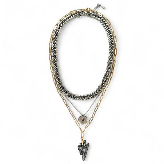 Layered κολιέ με charm κεραυνό – Χονδρική So Cute by Dimi