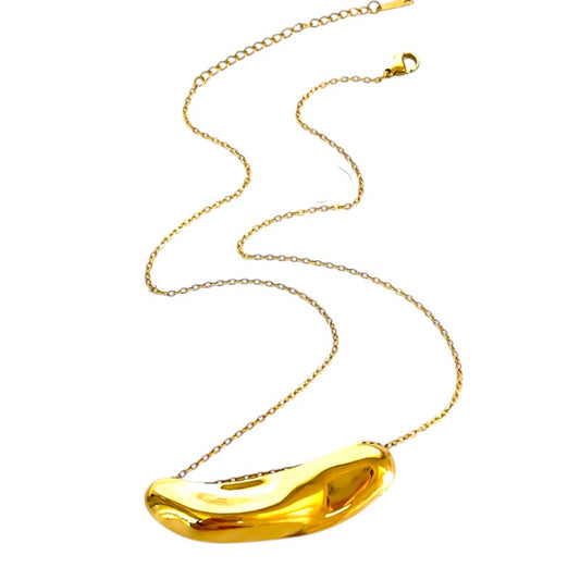 💎🕒 Helia – Ατσάλινο Κολιέ με Sculptural Χρυσό Μοτίφ