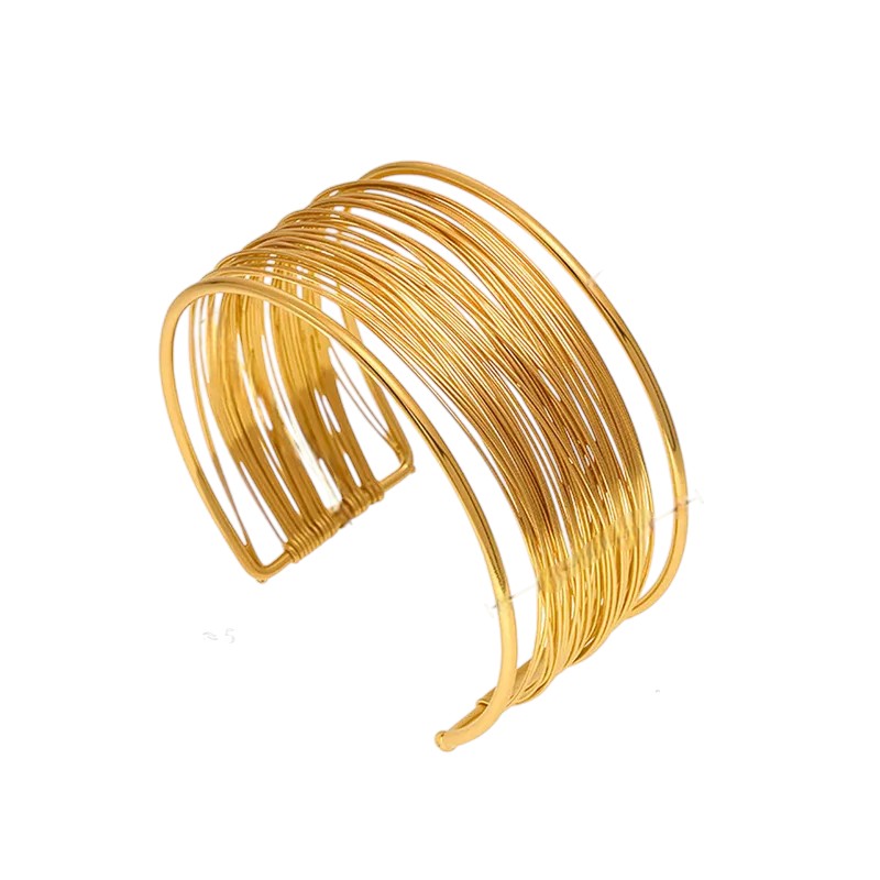 Ατσάλινο λεπτό cuff βραχιόλι multi-wire σε χρυσό και ασημί – Χονδρική So Cute by Dimi