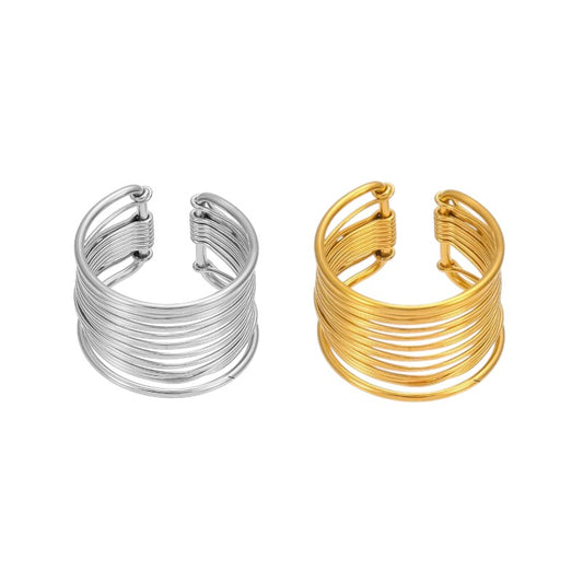 Ατσάλινο statement δαχτυλίδι multi-wire σε χρυσό και ασημί – Χονδρική So Cute by Dimi
