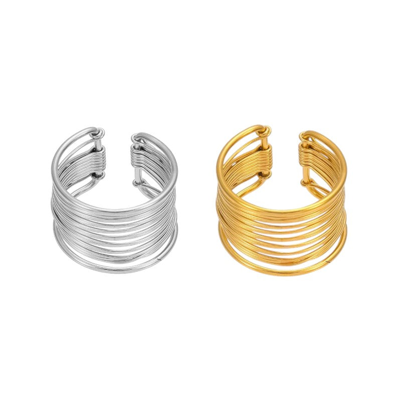 Ατσάλινο statement δαχτυλίδι multi-wire σε χρυσό και ασημί – Χονδρική So Cute by Dimi