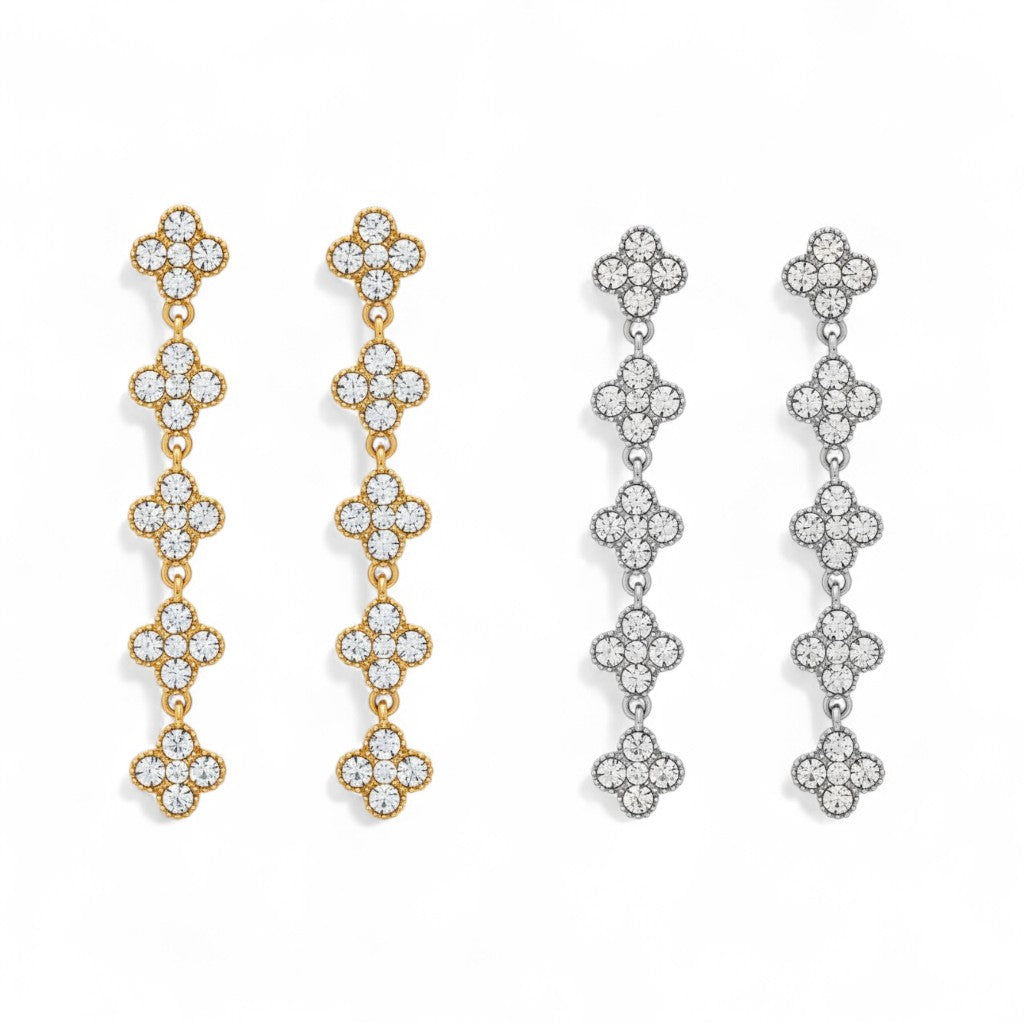 Ατσάλινα σκουλαρίκια Crystal Cross με σταυρούς από ζιργκόν So Cute by Dimi