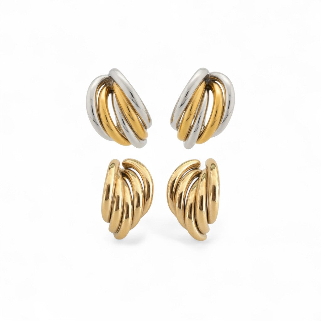 Ατσάλινα σκουλαρίκια Nova Hoops 2,5 εκ. σε χρυσό και δίχρωμο φινίρισμα So Cute by Dimi