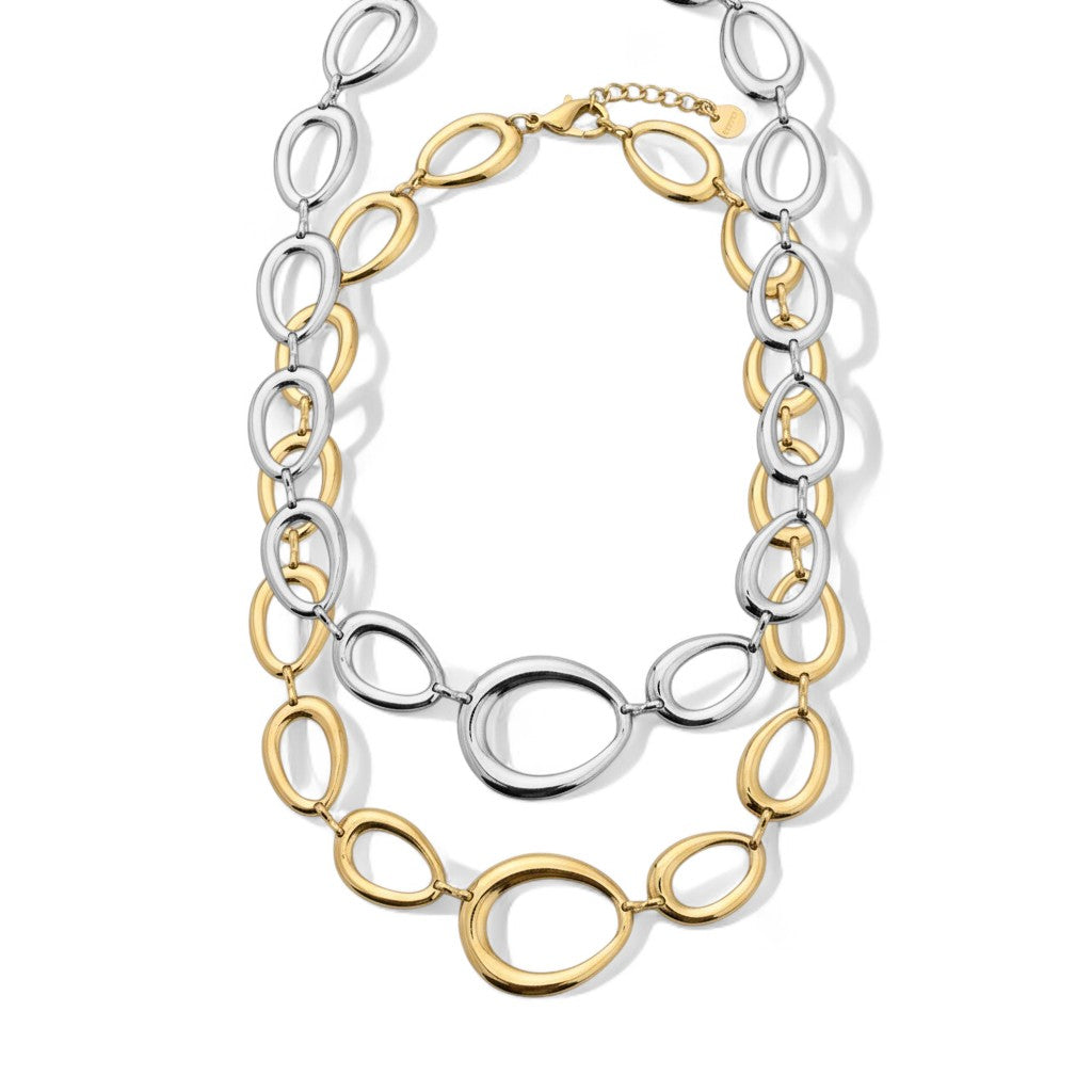 Ατσάλινο κολιέ Oval Link σε χρυσό και ασημί φινίρισμα So Cute by Dimi