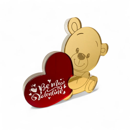 Γούρι Αγίου Βαλεντίνου Valentine Bear plexiglass καθρέφτης με κόκκινη καρδιά-So Cute by DImi