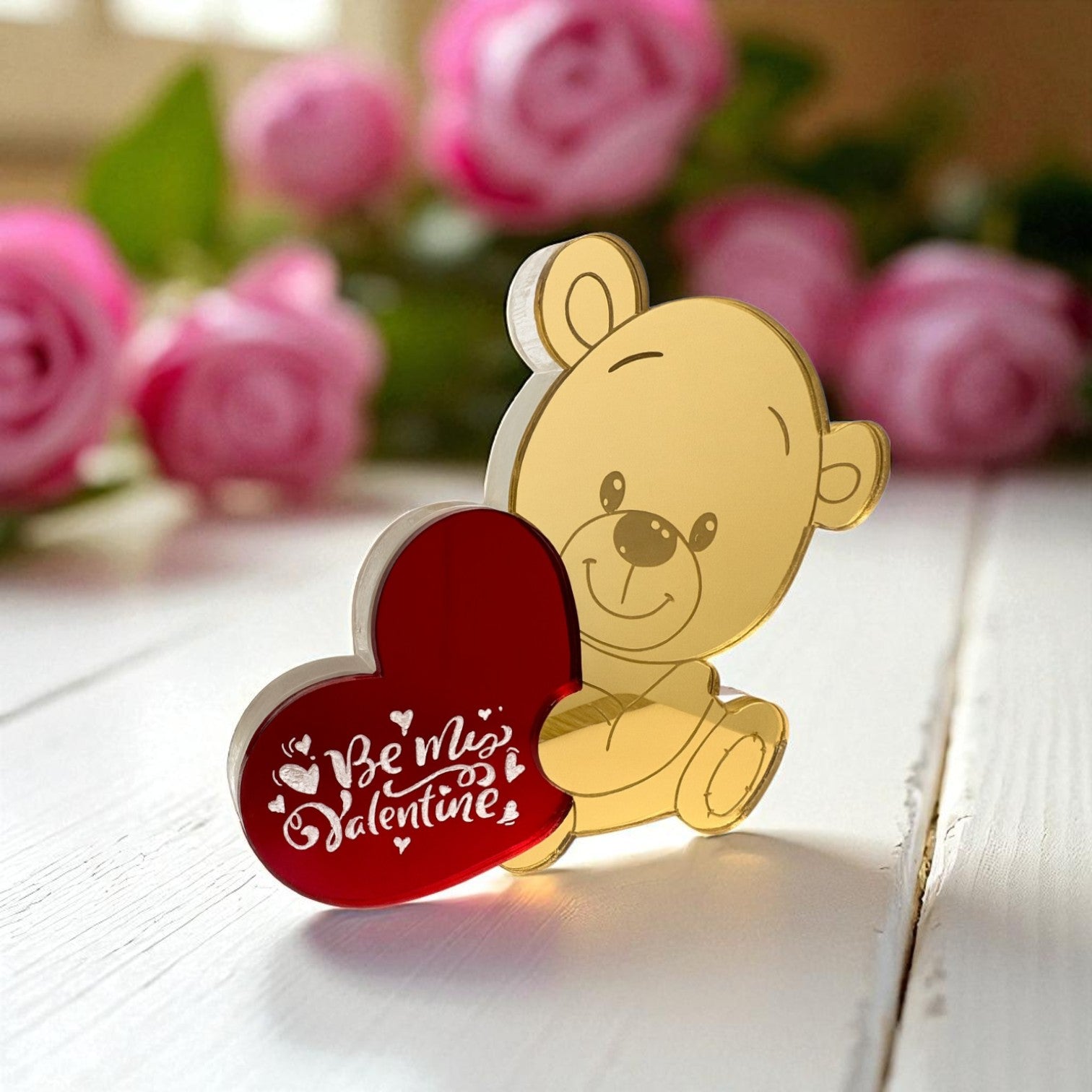 Γούρι Αγίου Βαλεντίνου Valentine Bear plexiglass καθρέφτης με κόκκινη καρδιά-So Cute by DImi