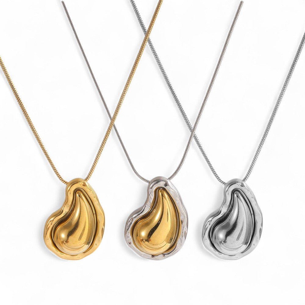 💎🕒 Liquid Drop Pendant – Κολιέ Σταγόνα από Ατσάλι
