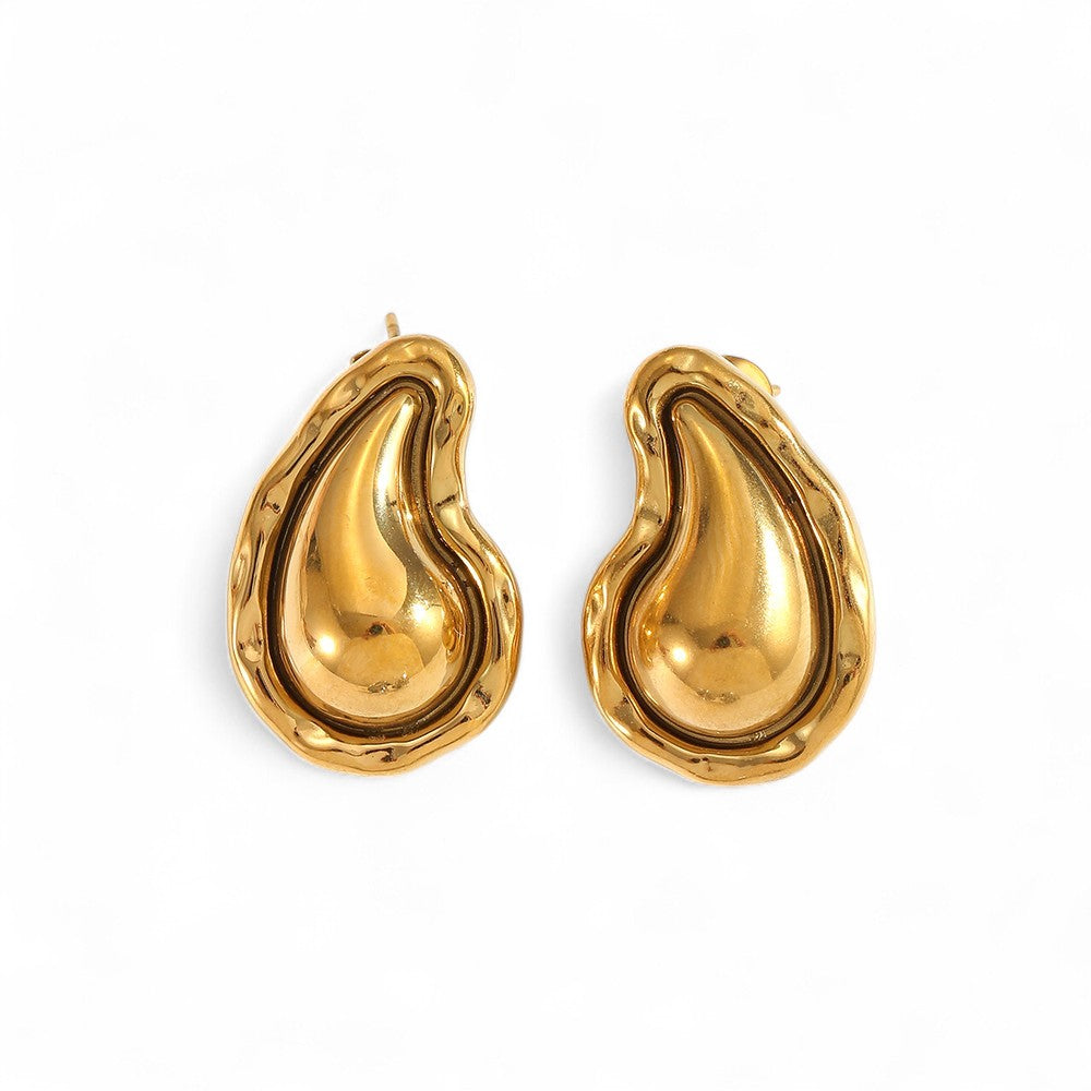 💎🕒 Liquid Drop Earrings – Σκουλαρίκια Σταγόνα από Ατσάλι