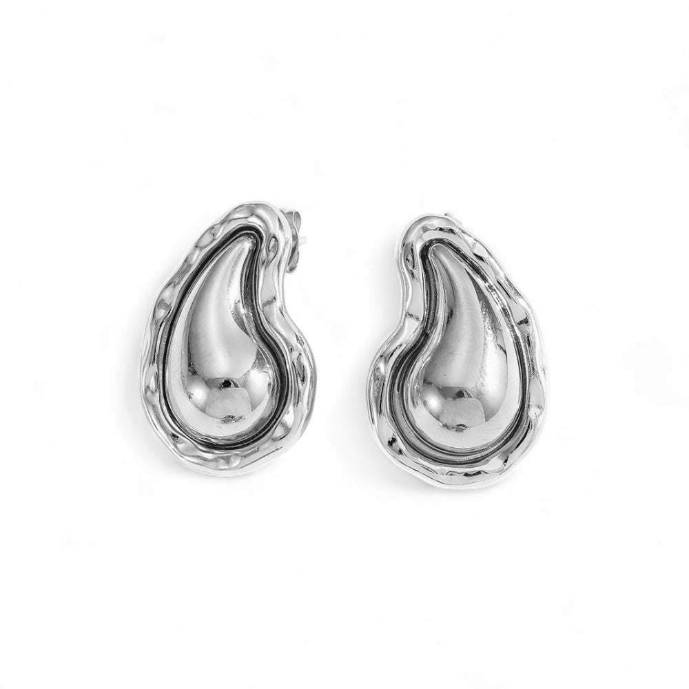 💎🕒 Liquid Drop Earrings – Σκουλαρίκια Σταγόνα από Ατσάλι