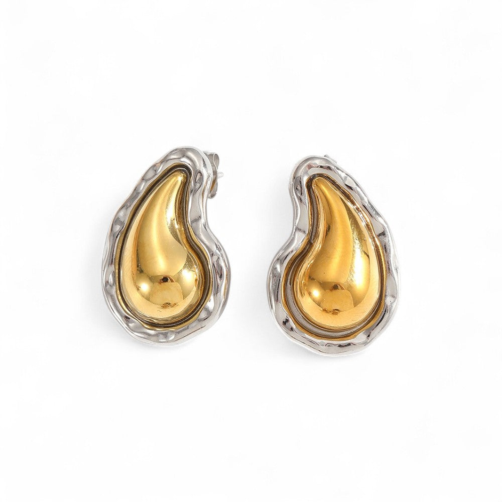 💎🕒 Liquid Drop Earrings – Σκουλαρίκια Σταγόνα από Ατσάλι