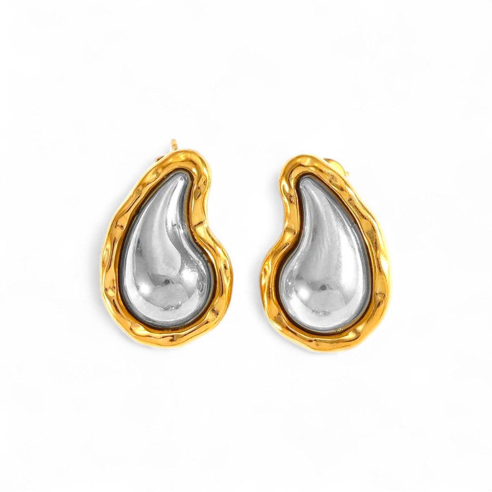 💎🕒 Liquid Drop Earrings – Σκουλαρίκια Σταγόνα από Ατσάλι