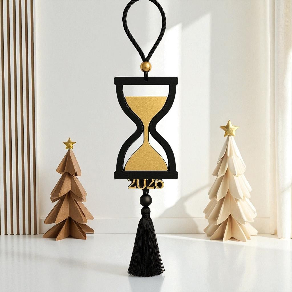 🤍✨ Γούρι 2026 Κλεψύδρα –  Plexiglass με Φούντα | Συλλογή Symbolic Luxe