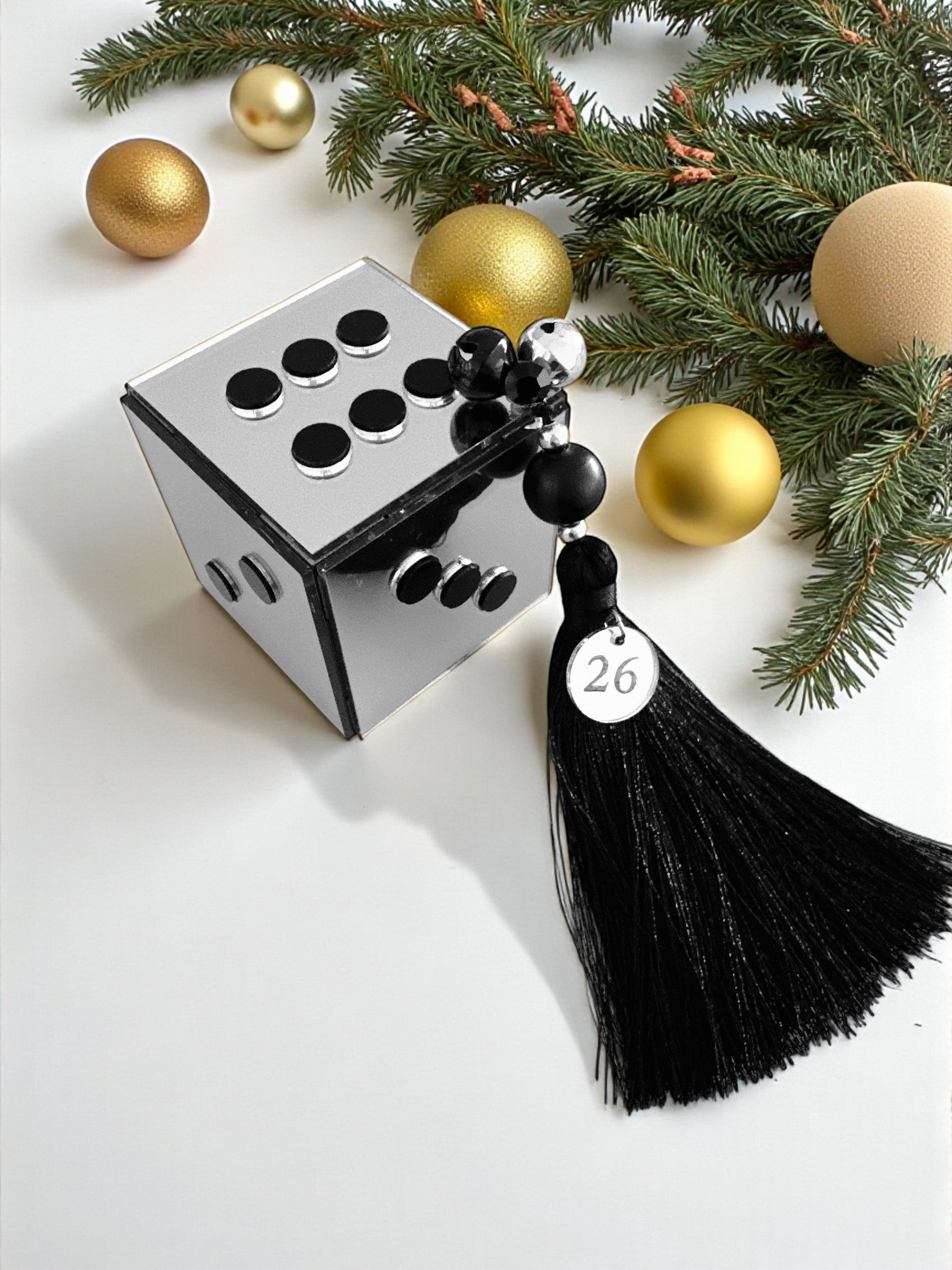 Επιτραπέζιο γούρι Ζάρι plexiglass ασημί καθρέφτη – Χονδρική So Cute by Dimi