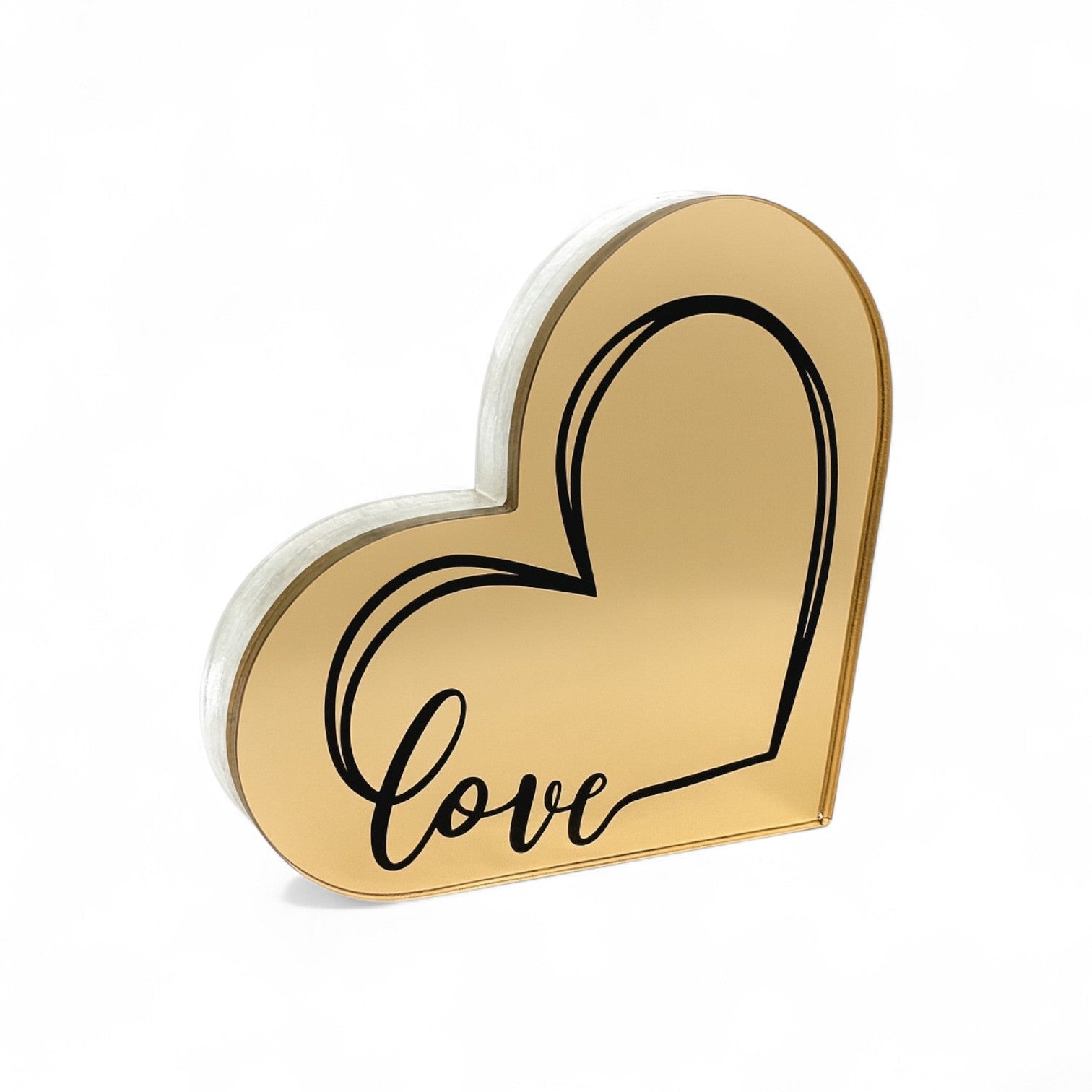 Χονδρικό γούρι καρδιά “Love” plexiglass καθρέφτης χρυσό - So Cute by DImi