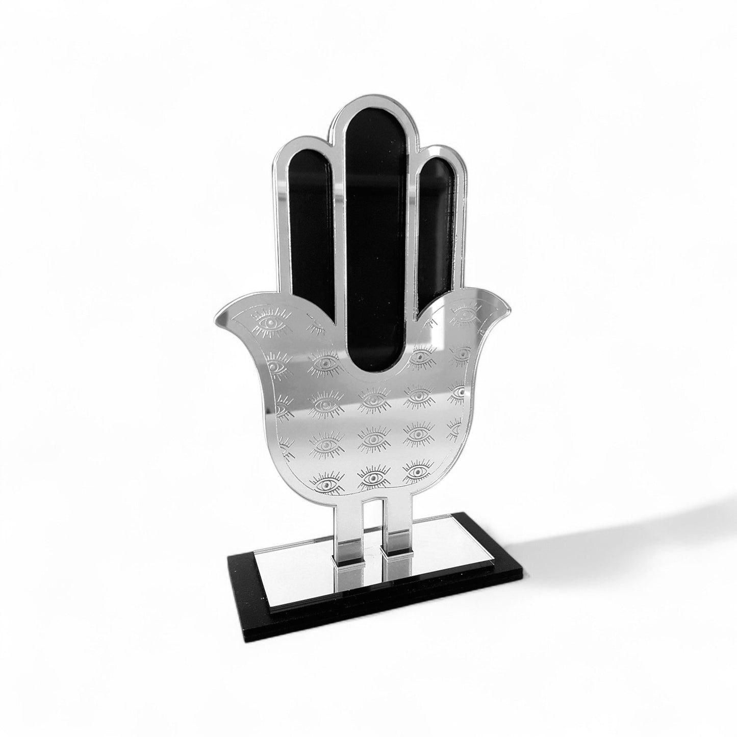 Χονδρική – επιτραπέζιο γούρι χεράκι από μαύρο plexiglass με χρυσό καθρέφτη, χειροποίητο So Cute by Dimi.