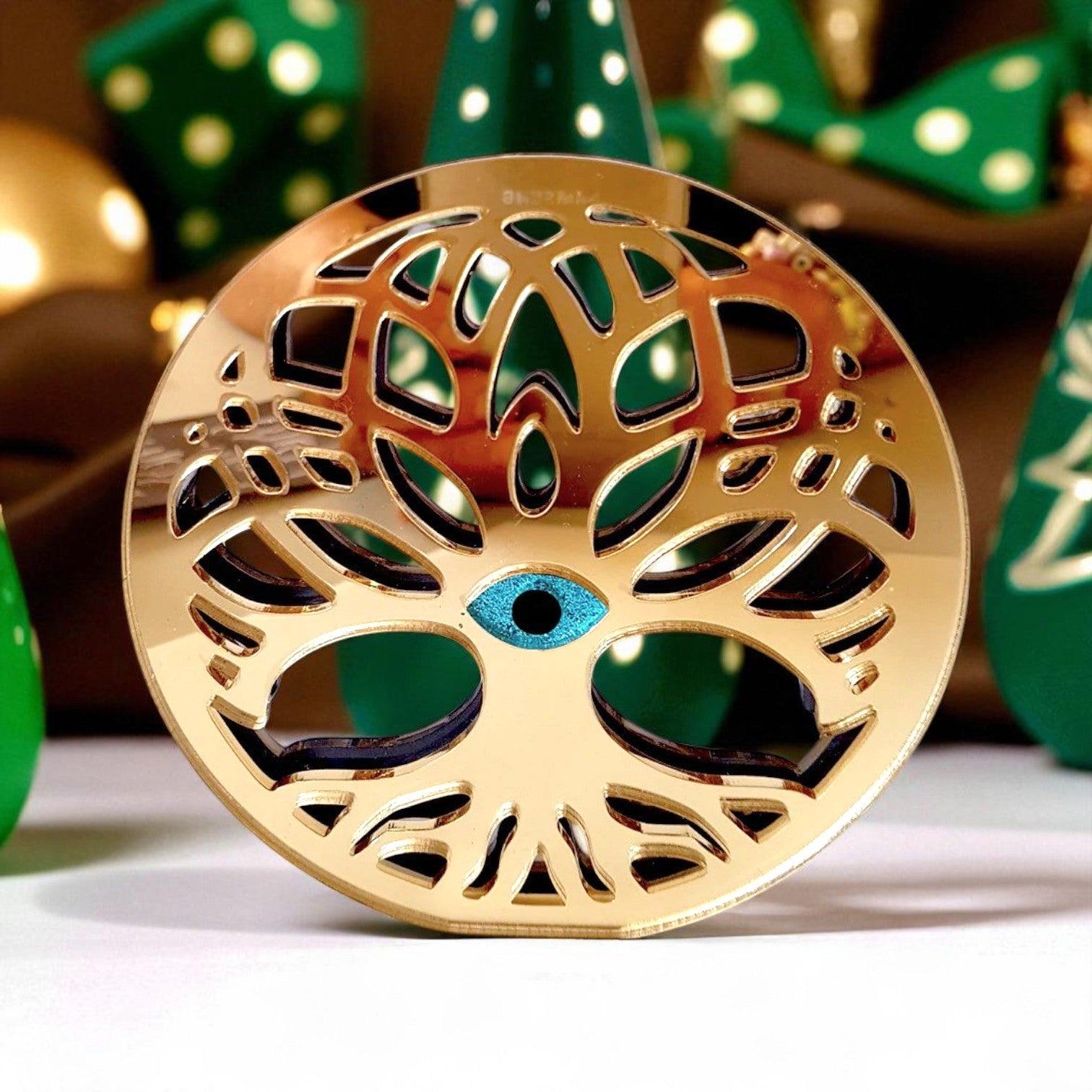 Επιτραπέζιο γούρι δέντρο ζωής από χρυσό plexiglass καθρέφτη με μάτι – Χονδρική So Cute by Dimi