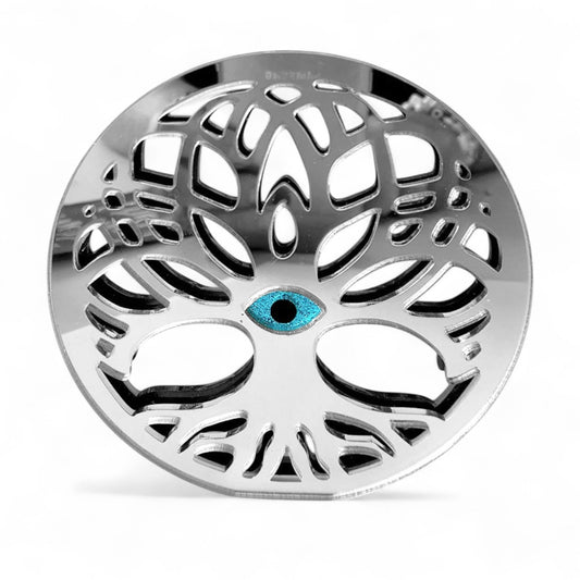 Επιτραπέζιο γούρι δέντρο ζωής από ασημί plexiglass καθρέφτη με μάτι – Χονδρική So Cute by Dimi