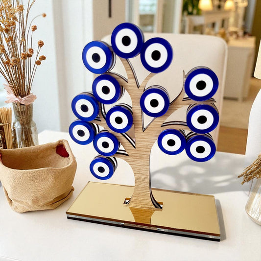 Επιτραπέζιο γούρι δέντρο από ξύλο με μάτια plexiglass μπλε – Χονδρική So Cute by Dimi