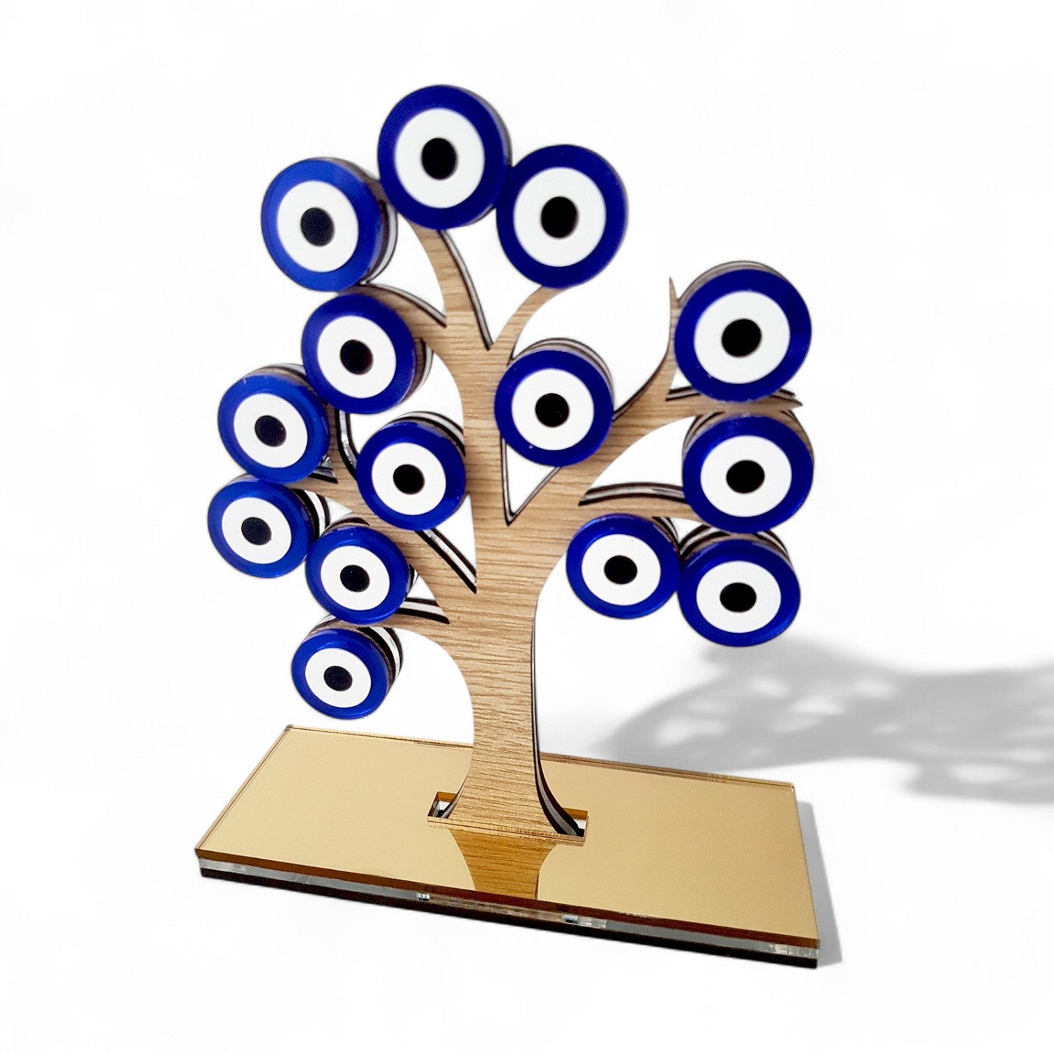 Επιτραπέζιο γούρι δέντρο από ξύλο με μάτια plexiglass μπλε – Χονδρική So Cute by Dimi