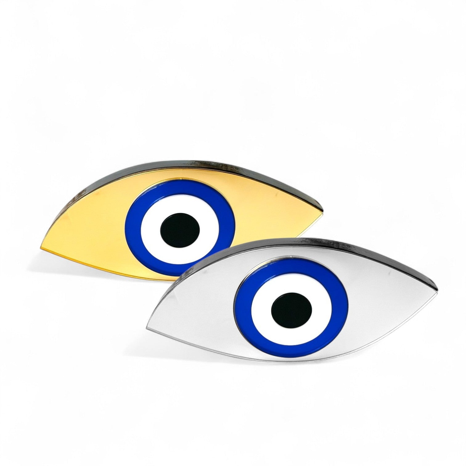 Χειροποίητο γούρι μάτι οβάλ λοξό από plexiglass καθρέφτη χρυσό ή ασημί – So Cute by Dimi