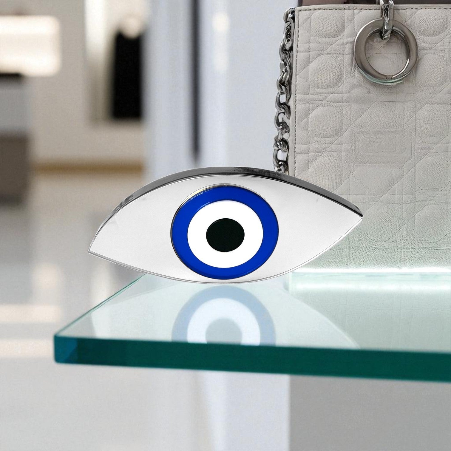 Χειροποίητο γούρι μάτι οβάλ λοξό από plexiglass καθρέφτη χρυσό ή ασημί – So Cute by Dimi