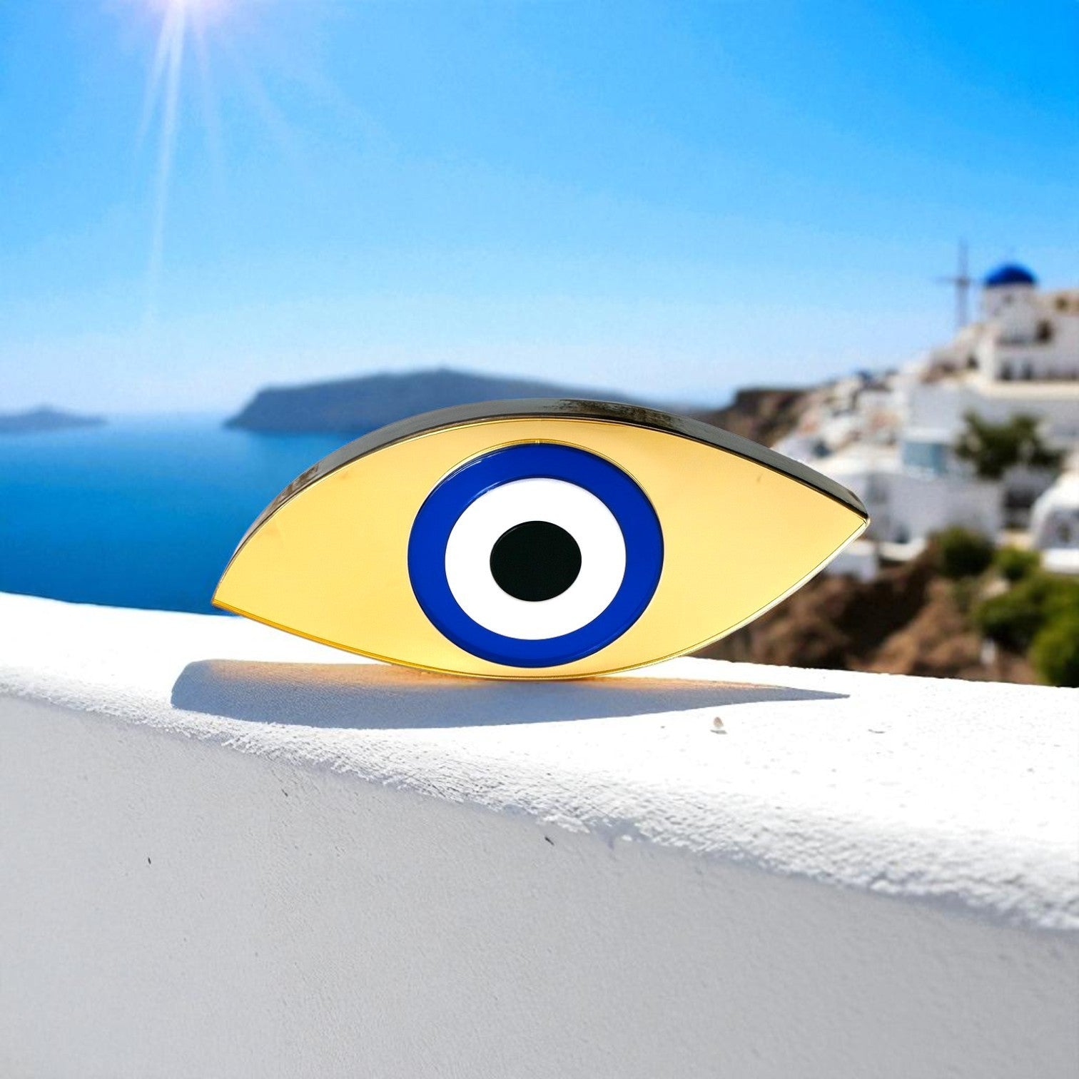 Χειροποίητο γούρι μάτι οβάλ λοξό από plexiglass καθρέφτη χρυσό ή ασημί – So Cute by Dimi