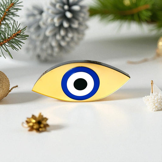 Χειροποίητο γούρι μάτι οβάλ λοξό από plexiglass καθρέφτη χρυσό ή ασημί – So Cute by Dimi